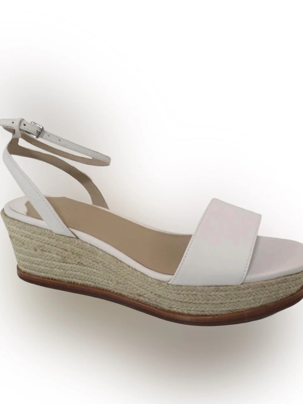 Ralph Lauren Leona Espadrille Platform Wedge Sandals Leather Ivory Sz 9.5 NEW!